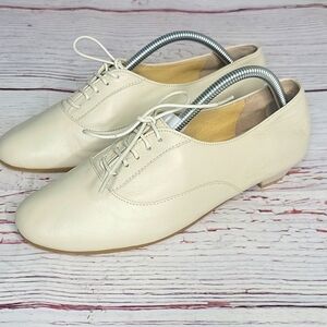 Kissa Cream Lace-Up Leather Shoes Women's Size 6